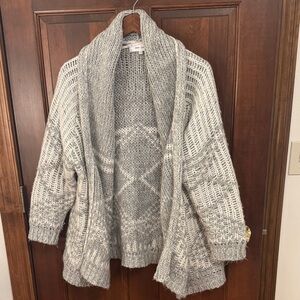 John + Jenn Gray and Cream Knit Cardigan